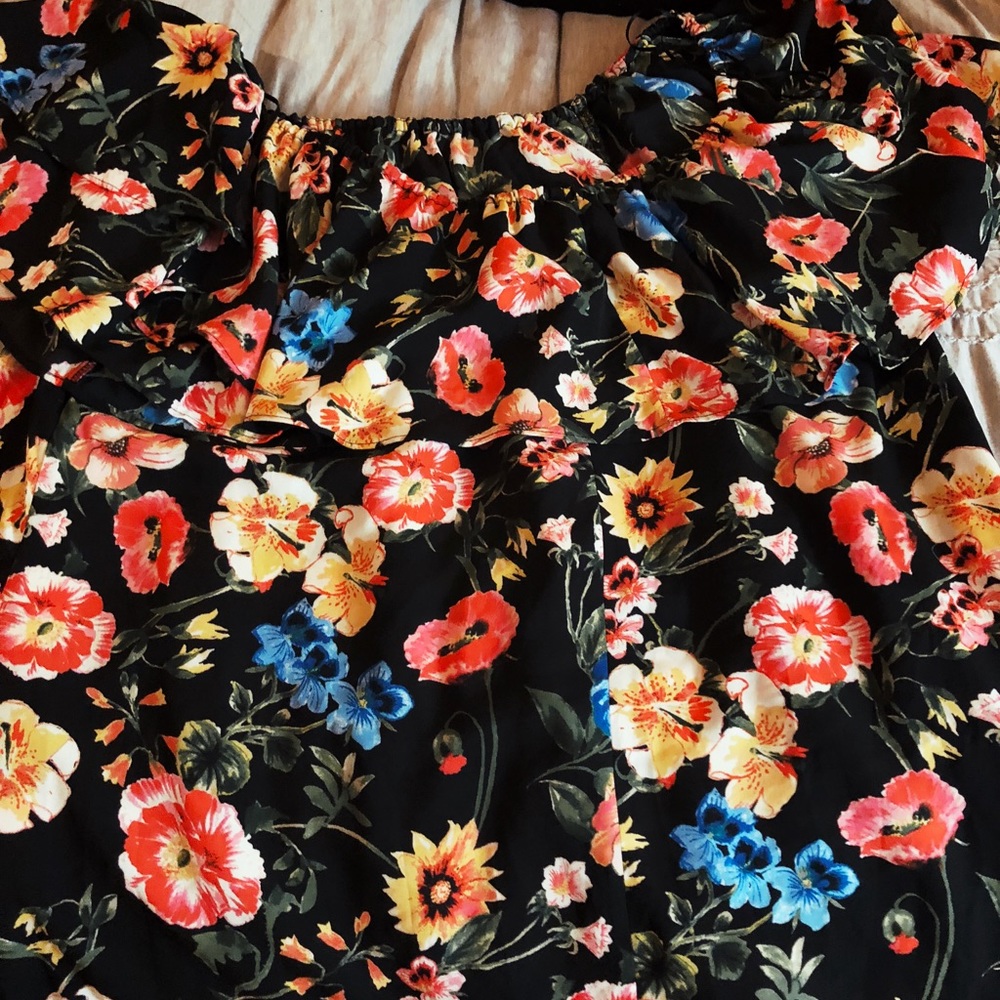 Off the shoulder floral shirt